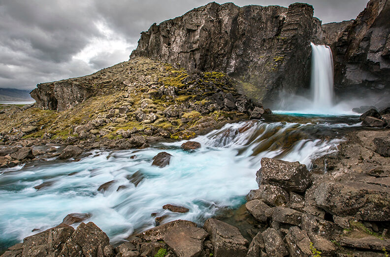 Remote Iceland Waterfall in northeast Iceland
